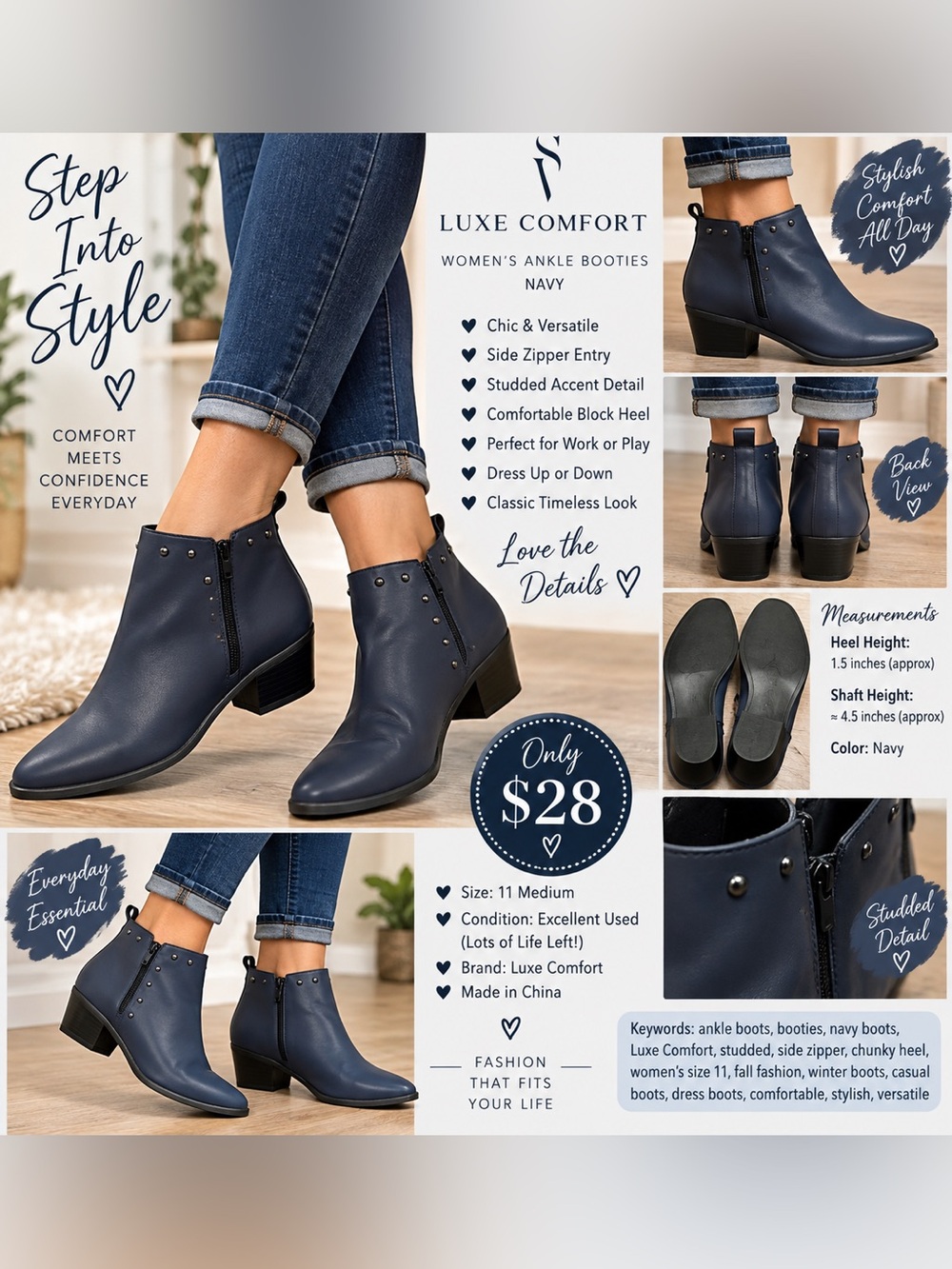 Kohl's women’s ankle Boots with Stud Trim